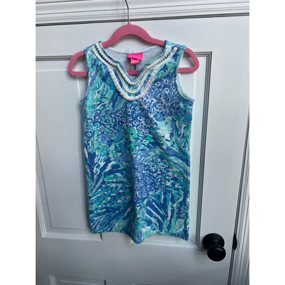 Lilly Pulitzer cotton sleeveless‎ blue dress girls 6-7